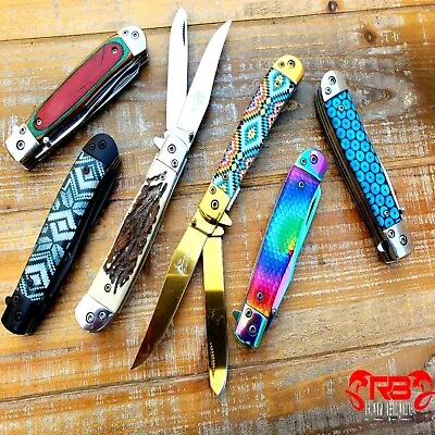 7.5  Classic Folding Double Blade SPRING Open Assisted TACTICAL Pocket Knife • $18.85