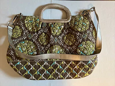 Vera Bradley Blue Bird Sitting In A Tree Quilted Large Bag Yellow Brown • $12.95