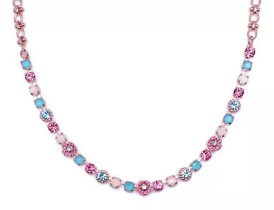 Mariana Banana Split Rose Gold Necklace Dainty Pink Blue Mix Crystal Mosaic 1146 • $135.10