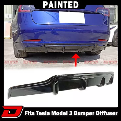 2024 Fits Tesla Model 3 4D V Rear Bumper Diffuser Bodykit Painted #PBSB • $299