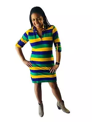 Mardi Gras Ladies Purple Green And Gold Rugby Polo Dress • $44.99