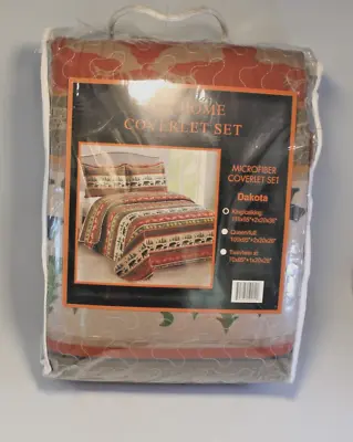 Dakota Black Forest Decor Bear & Moose Cabin Quilt Bed Set King Rustic Lodge • $59.95