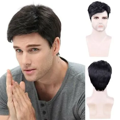 Men Wigs Toupee Brown Wig Haircut Pixiecut Cosplay Wigs Daily Hairstyle Wig • £8.96