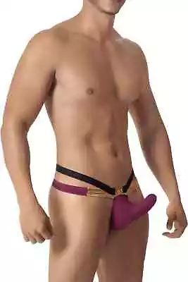 Pikante Men PIK 8021 Greek Attraction Thong- Grape/Black/Gold Large • $18.84