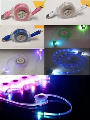 Retractable Light Up LED Charger IOS USB Data Sync Cable Lead For IPhone 13 14 • £3.99