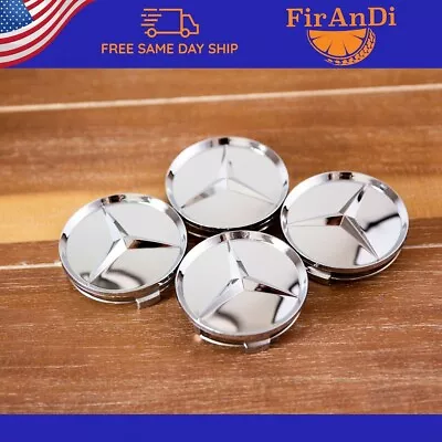 4x For Mercedes-Benz Gloss Silver Wheel Center Hub Caps Emblem Rim Caps Set 75mm • $18.49