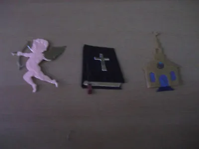 £1.19 • Buy 4 Mulberry Paper Die Cut Toppers Religious Church, Bible & Cupid