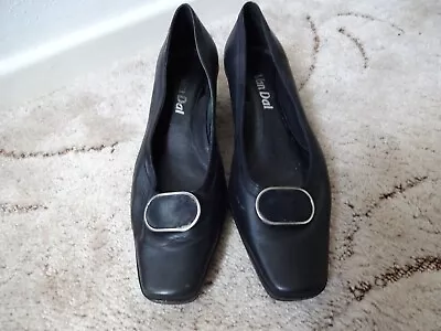  Van Dal  Ladies Leather Wedge Heel Shoes Size 6d Black • £8