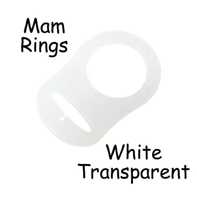 5 MAM Ring Button Style Dummy Pacifier Clip Adapter - White Transparent Silicone • $3.90