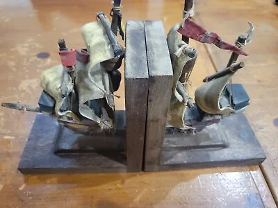 Wood Ship Book Ends Nautical Rope Boats  Covencaucho • $21.99