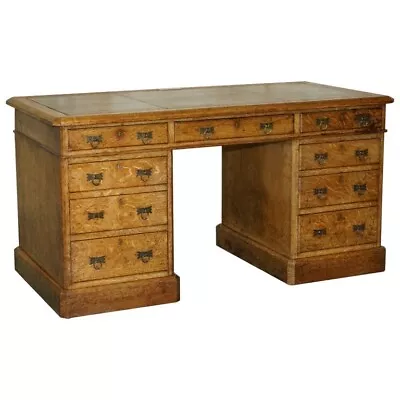 Antique Circa 1883 Reverend Frank H Fisher Gifted Victorian Oak Partner Desk • $4911.23