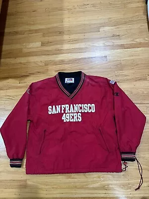 Vintage San Francisco 49ers Pullover Windbreaker Champion NFL Pro Line Large • $69.95