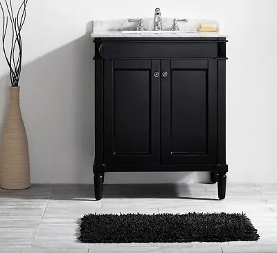 750MM Black Vanity Unit Basin Marble Worktop Floor Standing Sink Bathroom H39 • £599