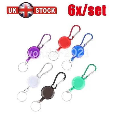 6pcs Badge Reel - Retractable Recoil Yoyo Ski Pass Id Card Holder Key Chain New • £4.65