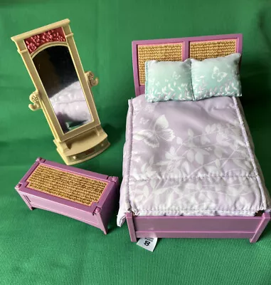 Fisher Price Loving Family Dollhouse Doll BEDROOM Mirror Bed Chest Furniture Lot • $21