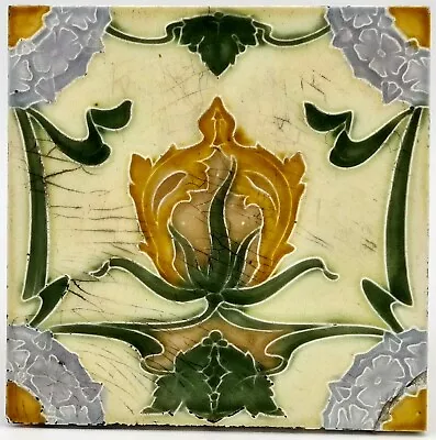 Antique Fireplace Tubelined Tile Henry Richards Tile Company C1903 AE15 • $24.89