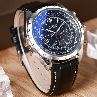 £26.39 • Buy JARAGAR Mens Automatic Mechanical Wristwatch Army Leather Multifunction Watch