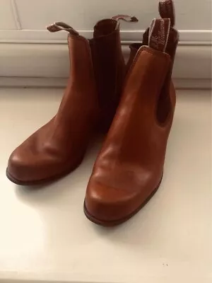 Vintage RM Williams Mens 7.5G Tan Bushman Cuban Heel Boots • $200