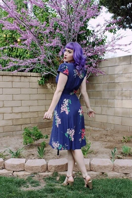 £35 • Buy Trashy Diva Crimson Clover Skirt Blue Floral Vintage Pinup Xs 1940s Collectif