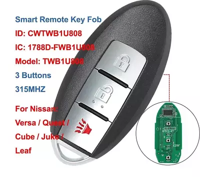 Smart Remote Key Fob Replacement 315MHz For Nissan Cube Juke Quest Leaf Versa • $84.68