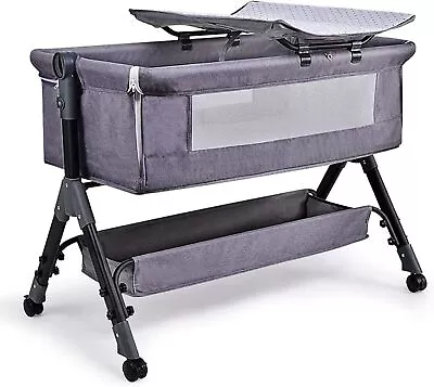 Bellababy Bedside Bassinet Bedside Sleeper Crib With Changing Table (Grey) NEW • £40