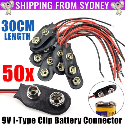 Bulk 50 Pcs 9V Volt Battery Snap Clip Connector Black  I  Type AU STOCK • $17.45