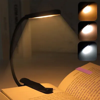 $7.99 • Buy LED Book Light Clip 3 Modes USB Rechargeable Lamps For Book Reading W/Flexible