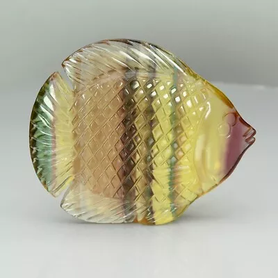 Handcraft Rare! 51.59ct Life-Like Fish Carving Natural Multi-Color Fluorite • $10.50