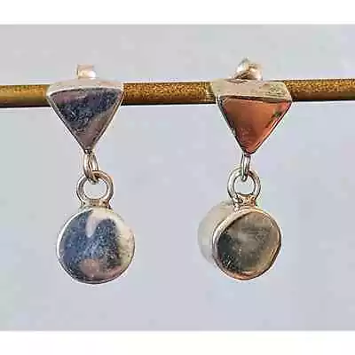 Vintage Mexico 925 Silver Geometric Drop Dangle Earrings • $79