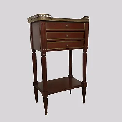 French Empire Style Mahogany Marble Top Bedside Or End Table • £395