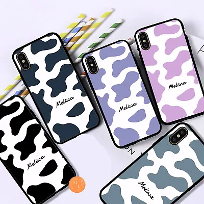 Personalised Name Phone Case Cow Print For IPhone 15 14 13 12 11 8 7  XR X #54 • £7.59