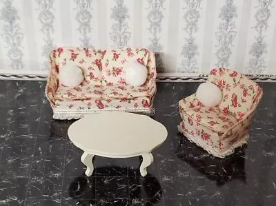 Lundby Dollhouse 3 Piece Pink Living Room Set Excellent Condition Scale 1/16 • $26.95