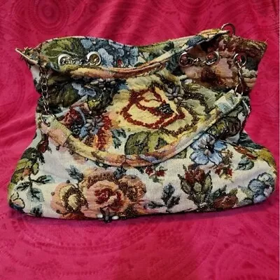 £18 • Buy LEKO/LONDON FLORAL PATTERN BEADED SHOULDER BAG FULLY LINED Vintage Retro London 