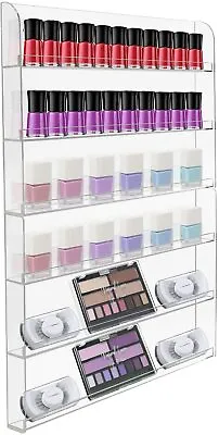 90 Bottle Nail Polish Organizer Holder- Acrylic Wall Mounted 6-Tier Storage Rack • $38.99