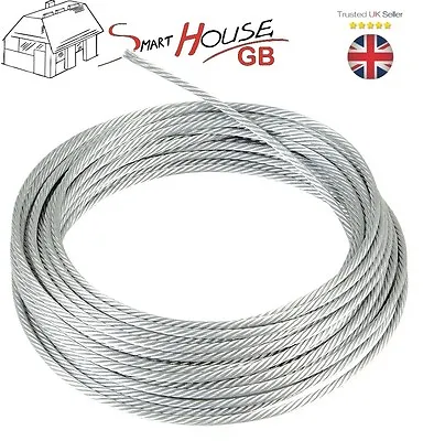 4mm Galvanised Wire Rope Steel Cable Rigging Price Per Meter FREE DELIVERY • £1.38