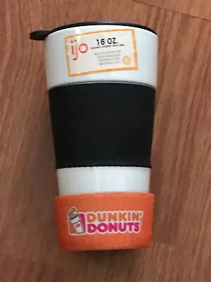 $10 • Buy Dunkin Donuts 16oz Tumbler Cup Travel Mug Insulated White Coffee Hot Cold