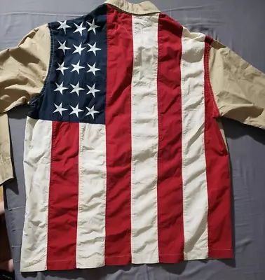 Vintage Tommy Jeans Hilfiger Men’s XL Long Sleeve Shirt Big American Flag • $34.99