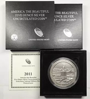 2011 P Gettysburg PA ATB National Parks 5 Oz Silver Coin Burnished NP6 • $210