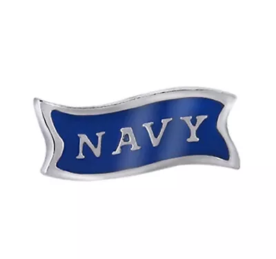 Origami Owl SILVER & BLUE NAVY BANNER Floating Enamel MILITARY Charm • $3.99