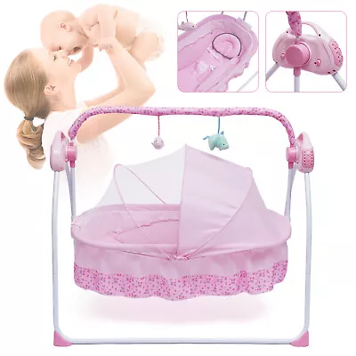 USB Electric Baby Crib Shaker Cradle Swing Sleep Bed Rocking Chair W/Music&Toys • £78