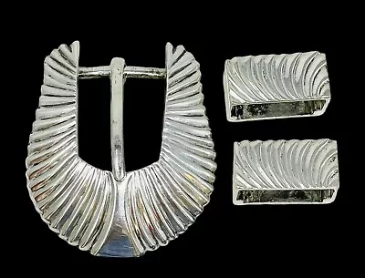 Vintage D’Molina Mexico Sterling Silver TM-90 Taxco 3-Piece Belt Buckle 42.6g • $274.95