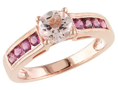 Morganite And Pink Tourmaline Ring In Rose Sterling Silver • $288.84