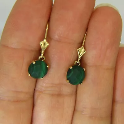 9ct Gold Malachite Drop Earrings • £195