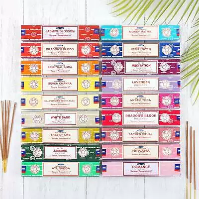 🔥 SATYA INCENSE STICKS Nag Champa White Sage 15g Scents Genuine Joss Insence • £2.49