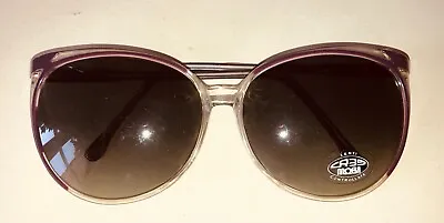 Nos Vtg 80's European Eyes Purple &clear Sunglasses Oversized Round Frames Italy • $19.99