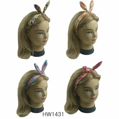 4 PCS Flower Bunny Rabbit Ear Wire Headbands Hairbands With Elastic Band • $9.99