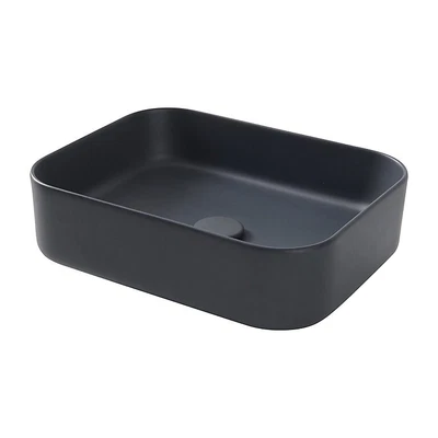 £70 • Buy GoodHome Tekapo Grey Rectangular Counter-Mounted Counter Top Basin (W)45cm (236)