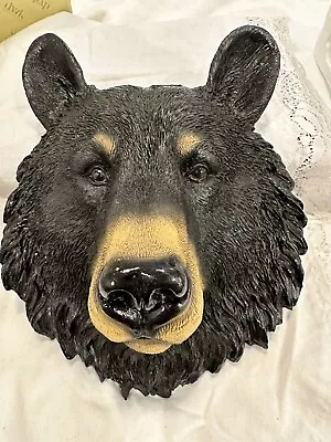 SMALL BLACK BEAR Head WALL MOUNT Decoration LODGE CABIN Log • $28.99
