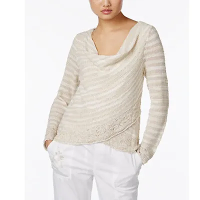 INC Petite Striped Cowl-Neck Crossover Sweater Sandune PS • $7.99