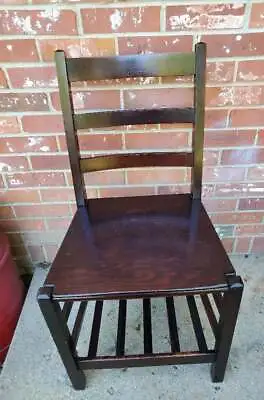 Vintage Mission Oak Style School Desk Chair Oak Storage Under And In Back #2 • $99.99